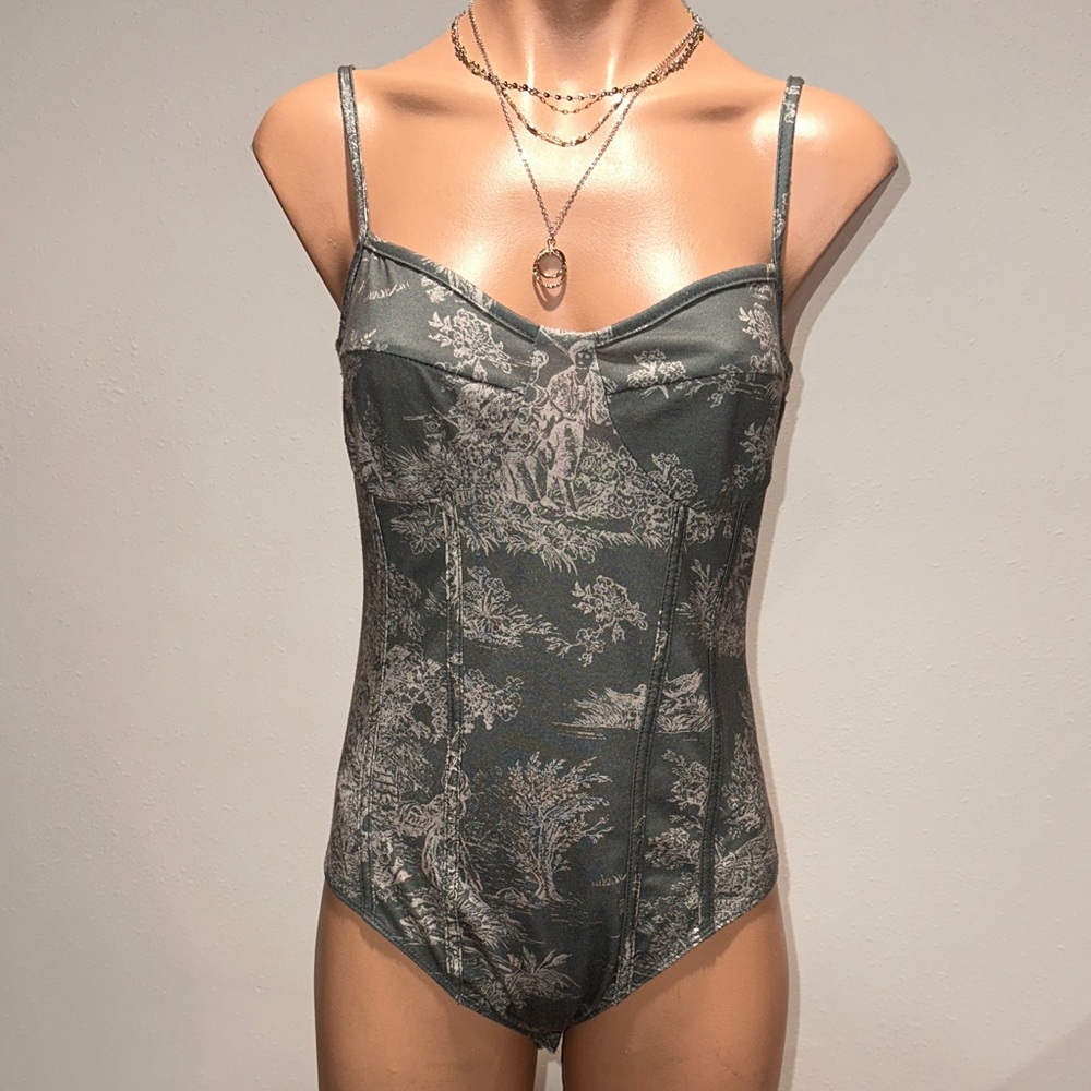 Cider Green and White Bodysuit